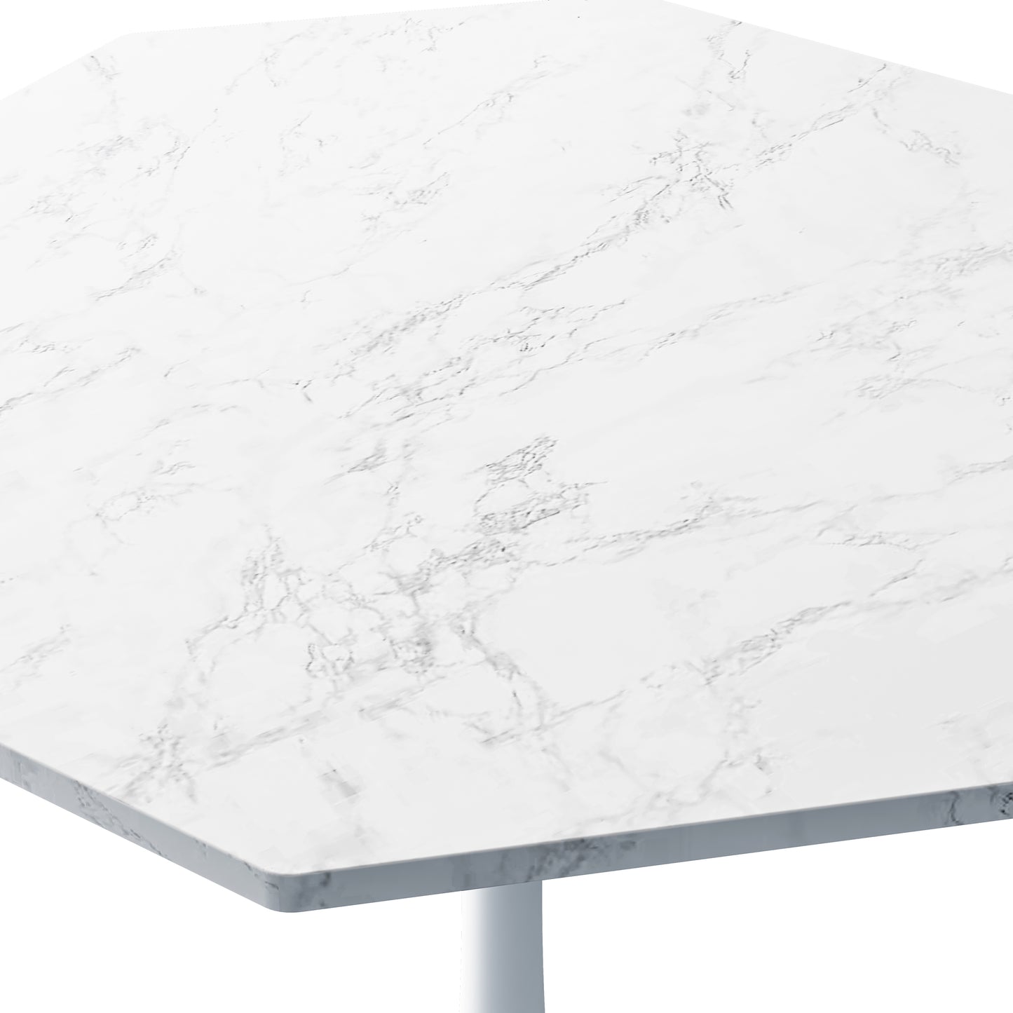 White marble top table with a pedestal base