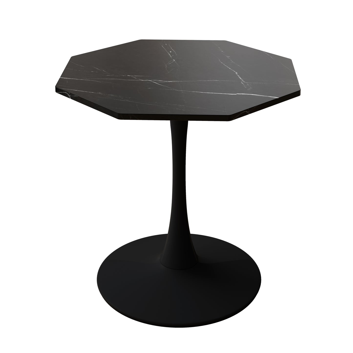 Black marble pedestal dining table