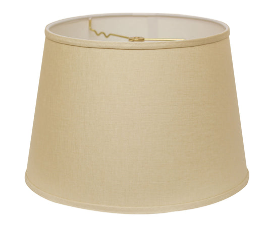 Beige linen drum lampshade with gold harp clip