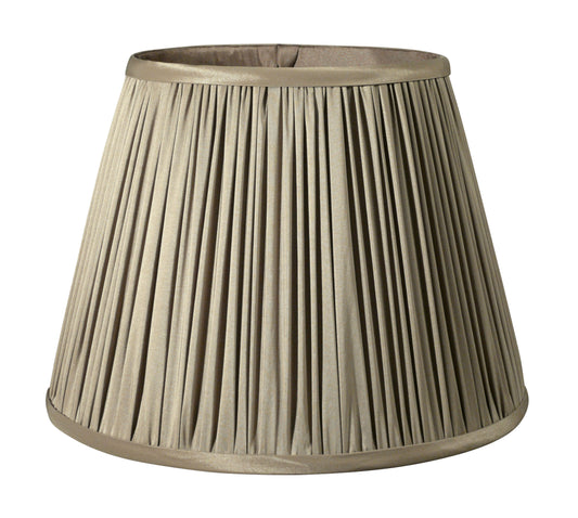 Pleated empire lampshade in taupe with satin trim