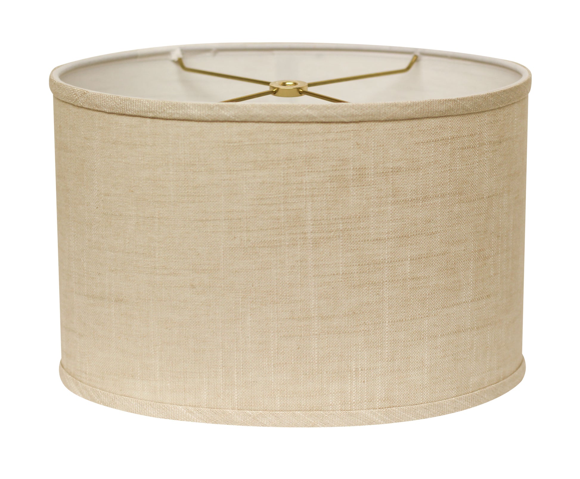 Natural linen drum lampshade with gold fitting