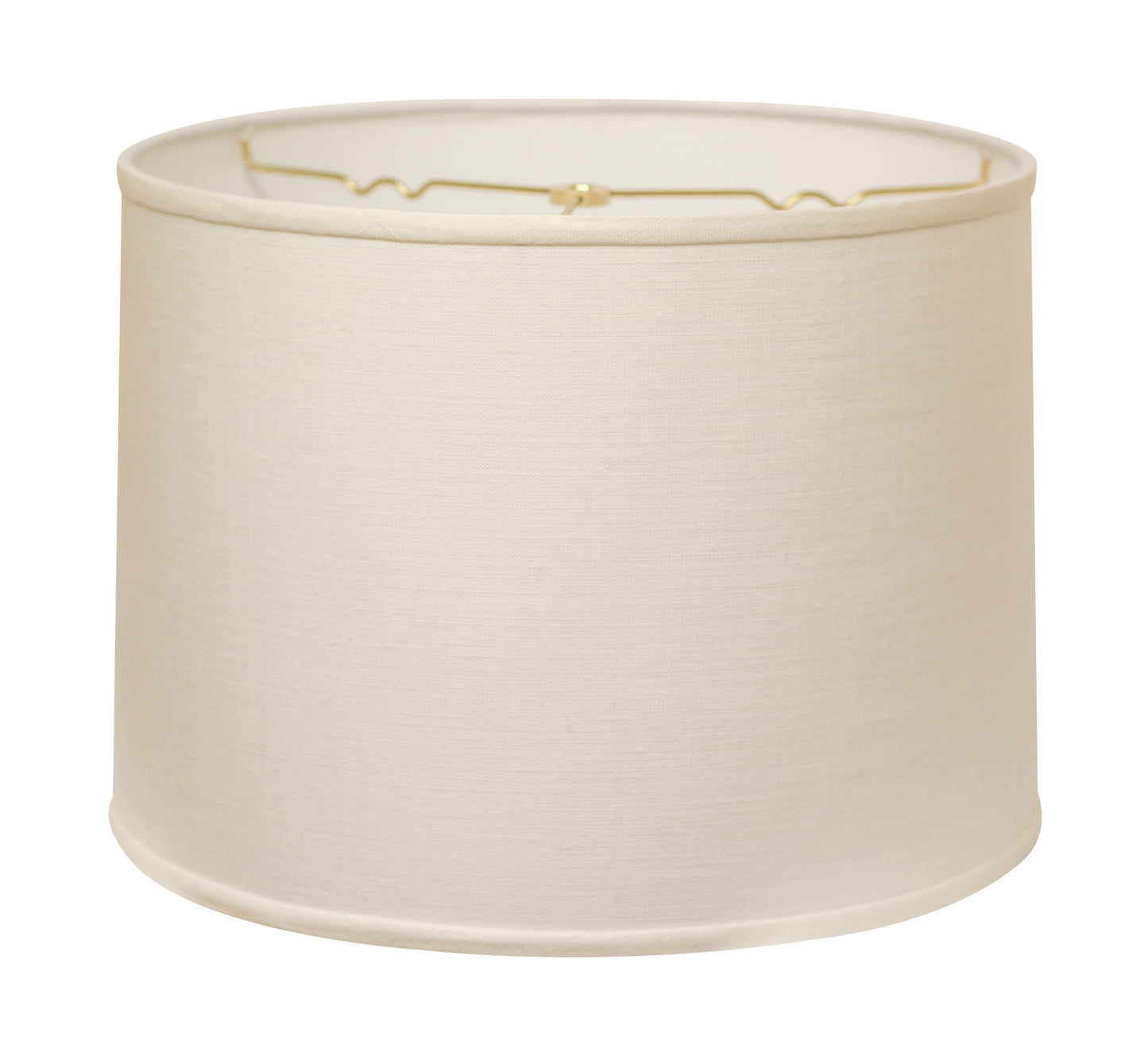 Cream linen drum lampshade with gold spider fitter