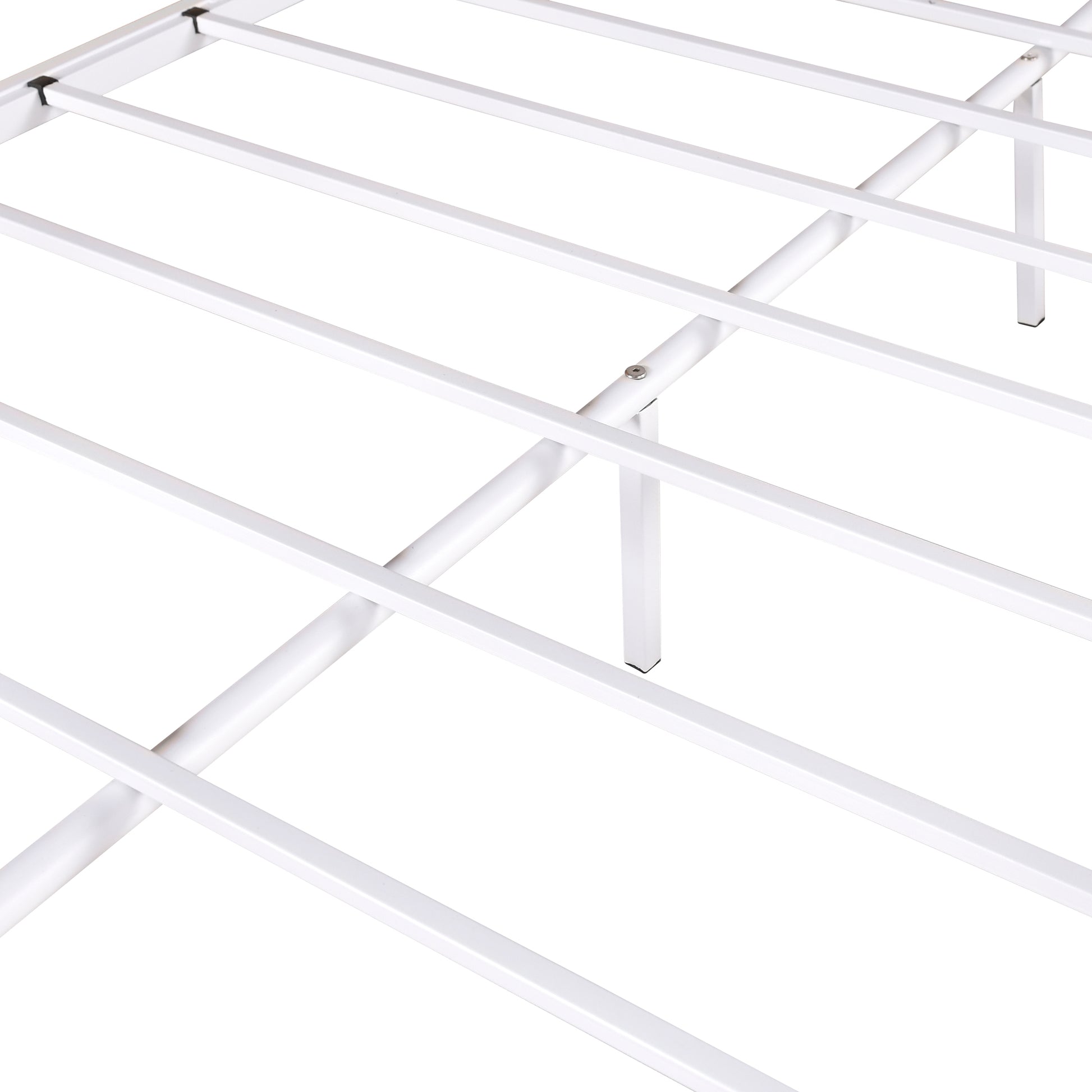 White metal bed frame slats