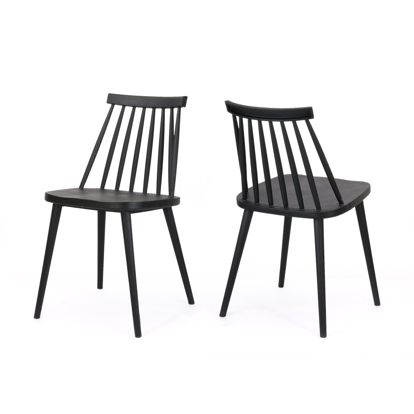 Black wooden dining chair with spindle back