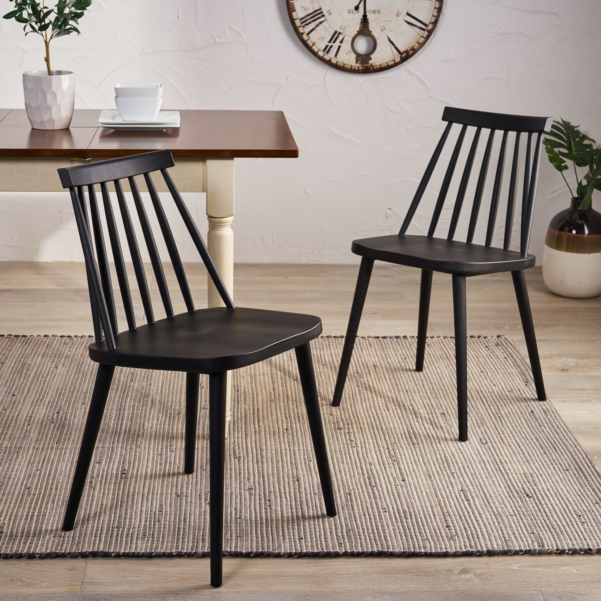 Black spindle back dining chair