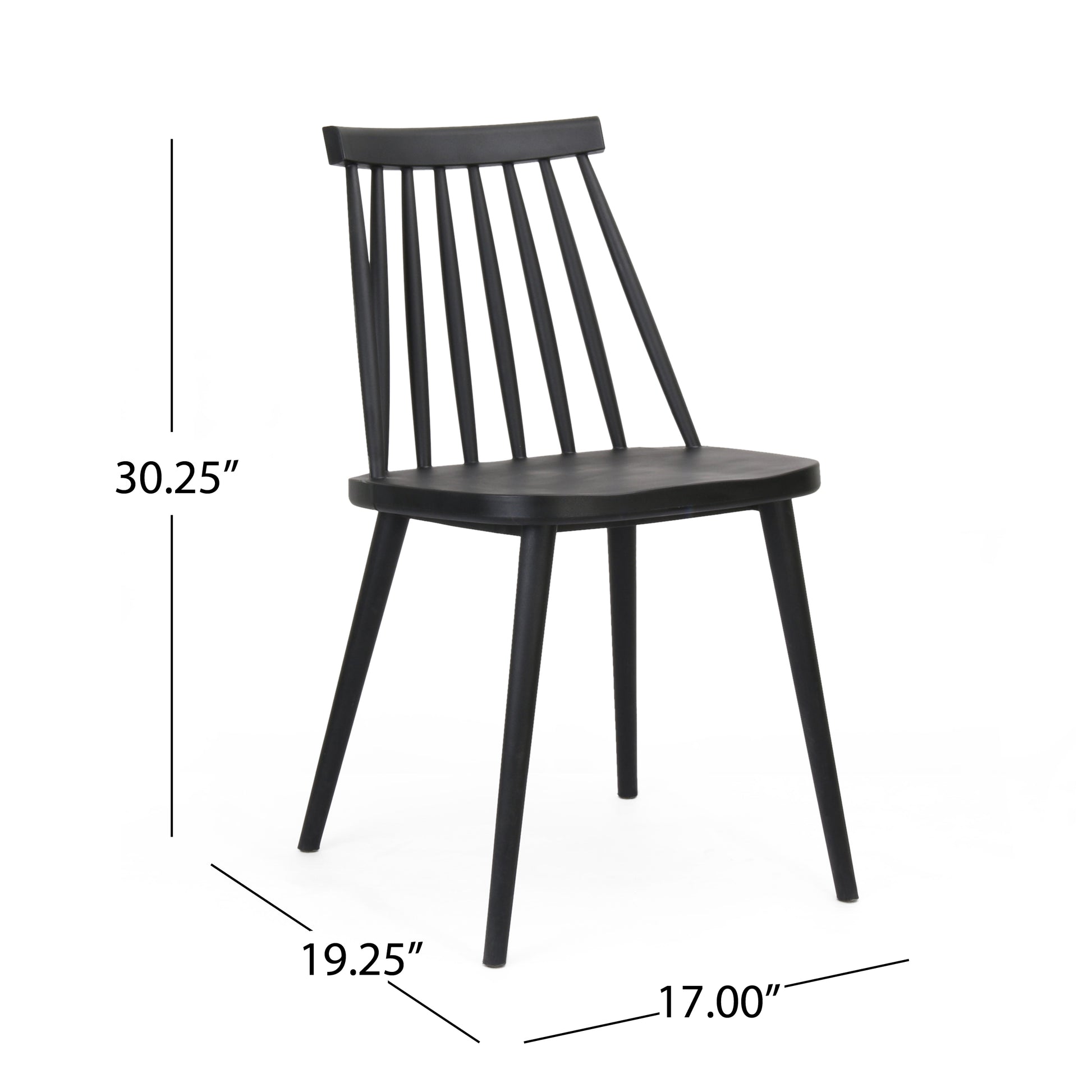 Black spindle back dining chair with tapered legs