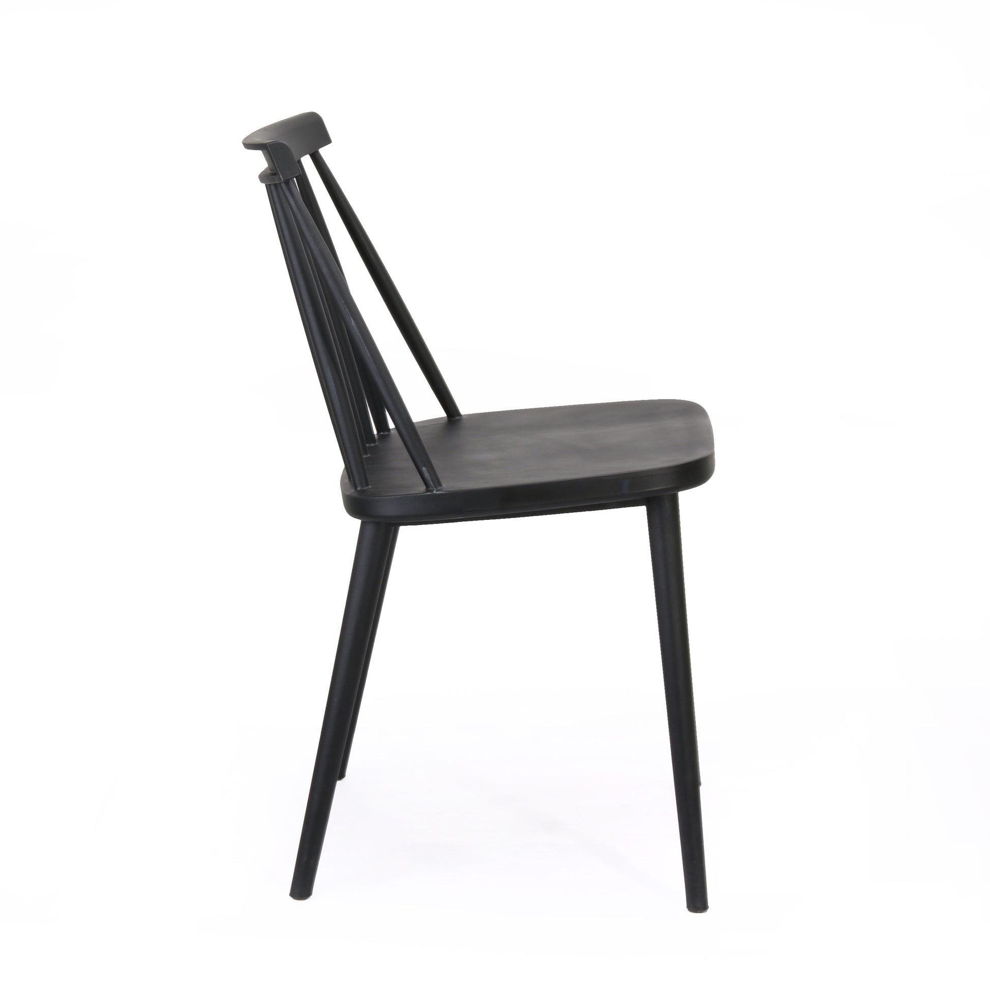 Black modern spindle back dining chair with matte finish