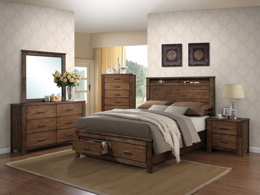 Dark wood king size bed frame with storage drawers