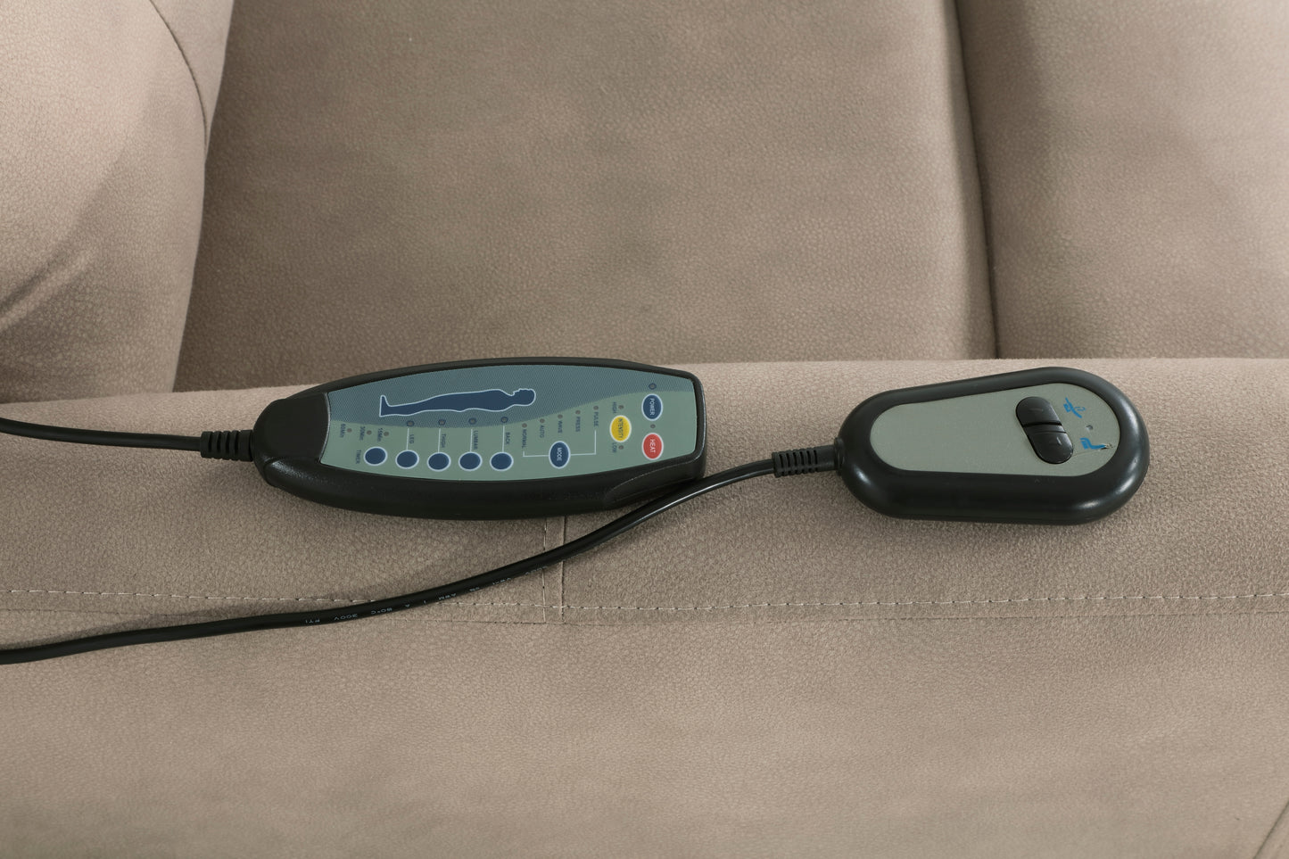 Recliner control panel with heat and intensity settings