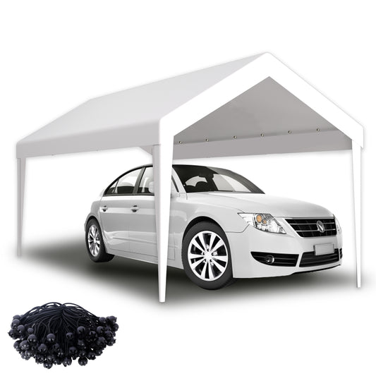 White canopy shelter with car inside