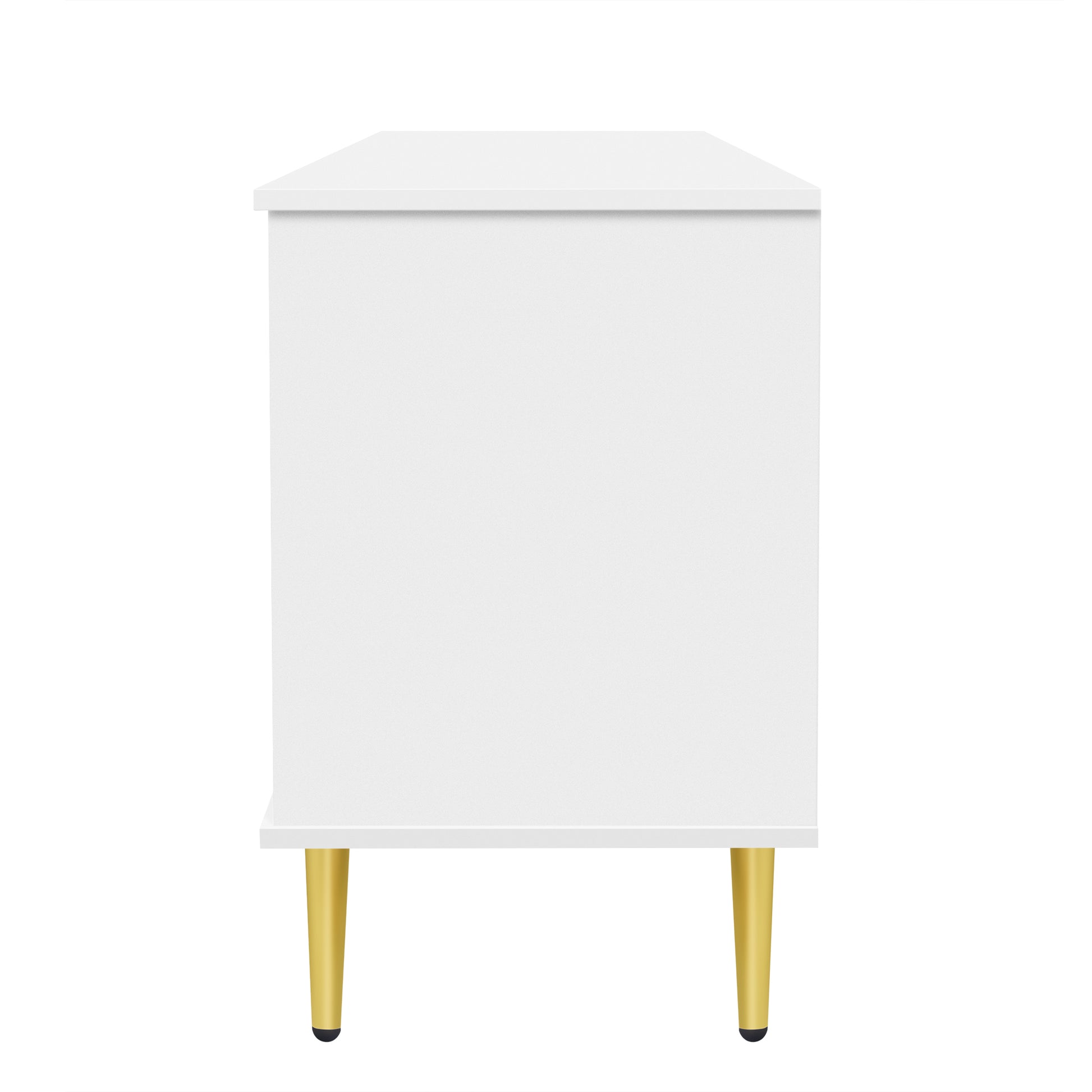 White corner cabinet with modern gold legs