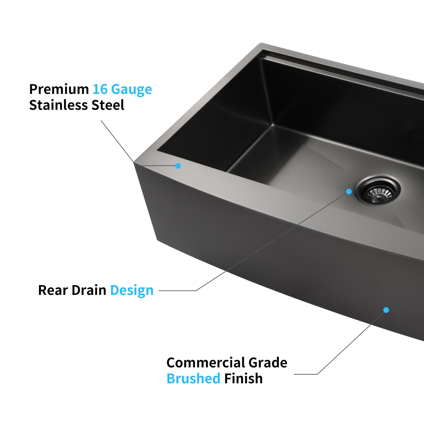 Black stainless steel sink with premium  gauge material