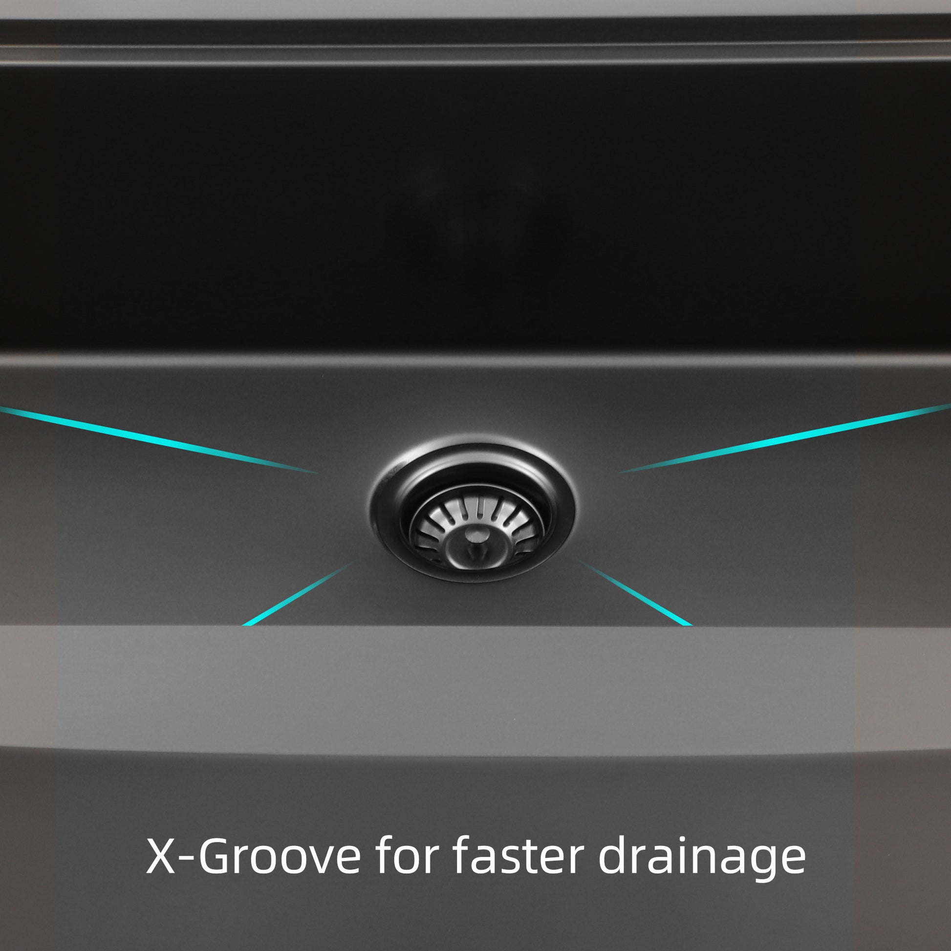 Stainless steel kitchen sink drain with XGroove for faster water drainage