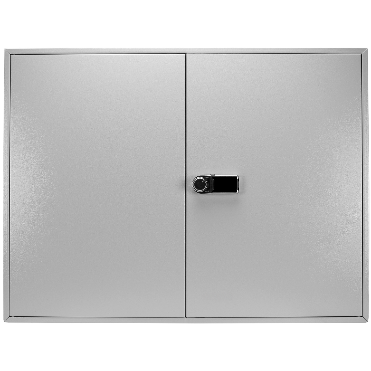Gray metal cabinet with digital lock for secure storage