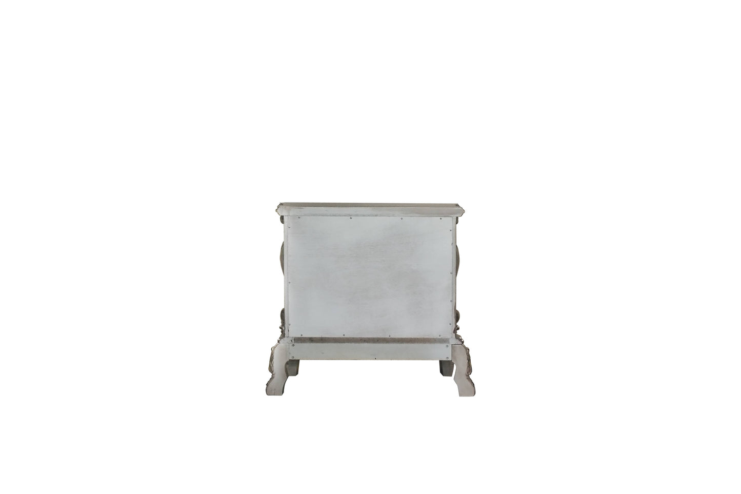 Distressed white accent cabinet with ornate legs