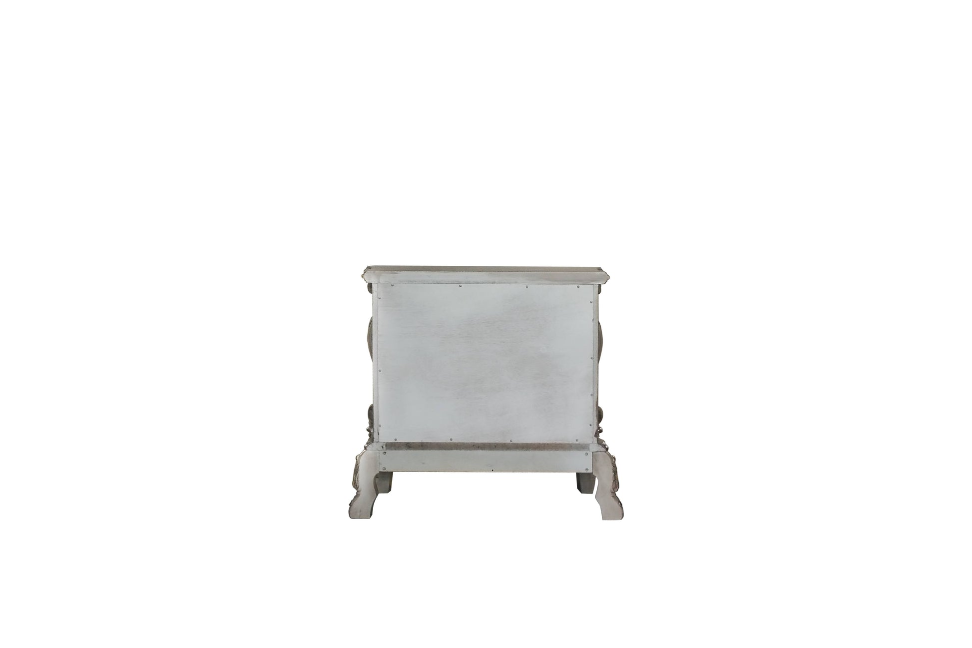 Distressed white accent cabinet with ornate legs