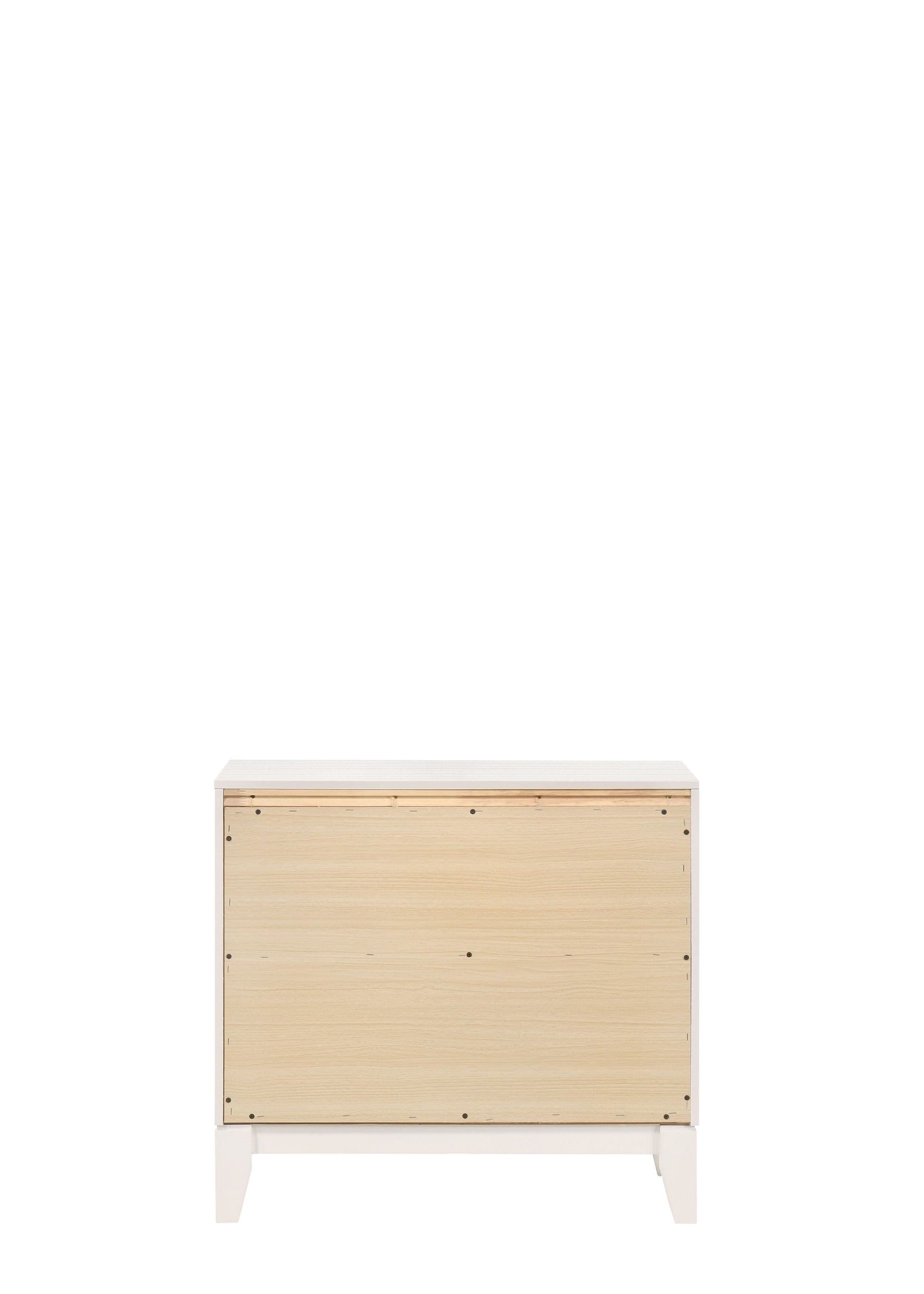 White modern dresser back panel with visible wood grain