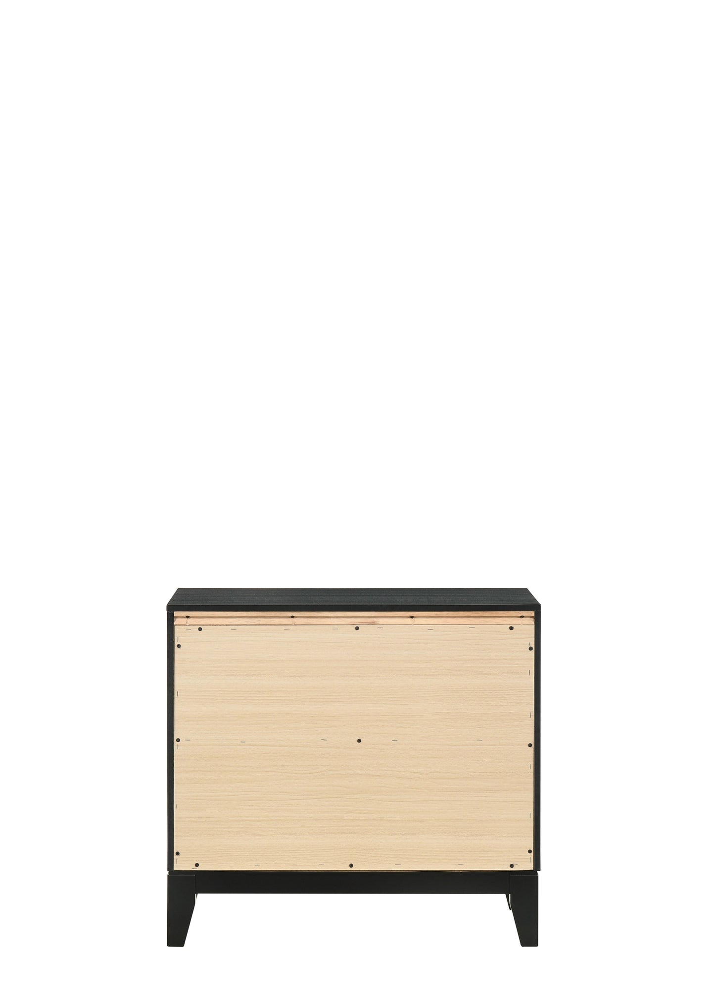 Black and light wood particle board dresser back panel assembly