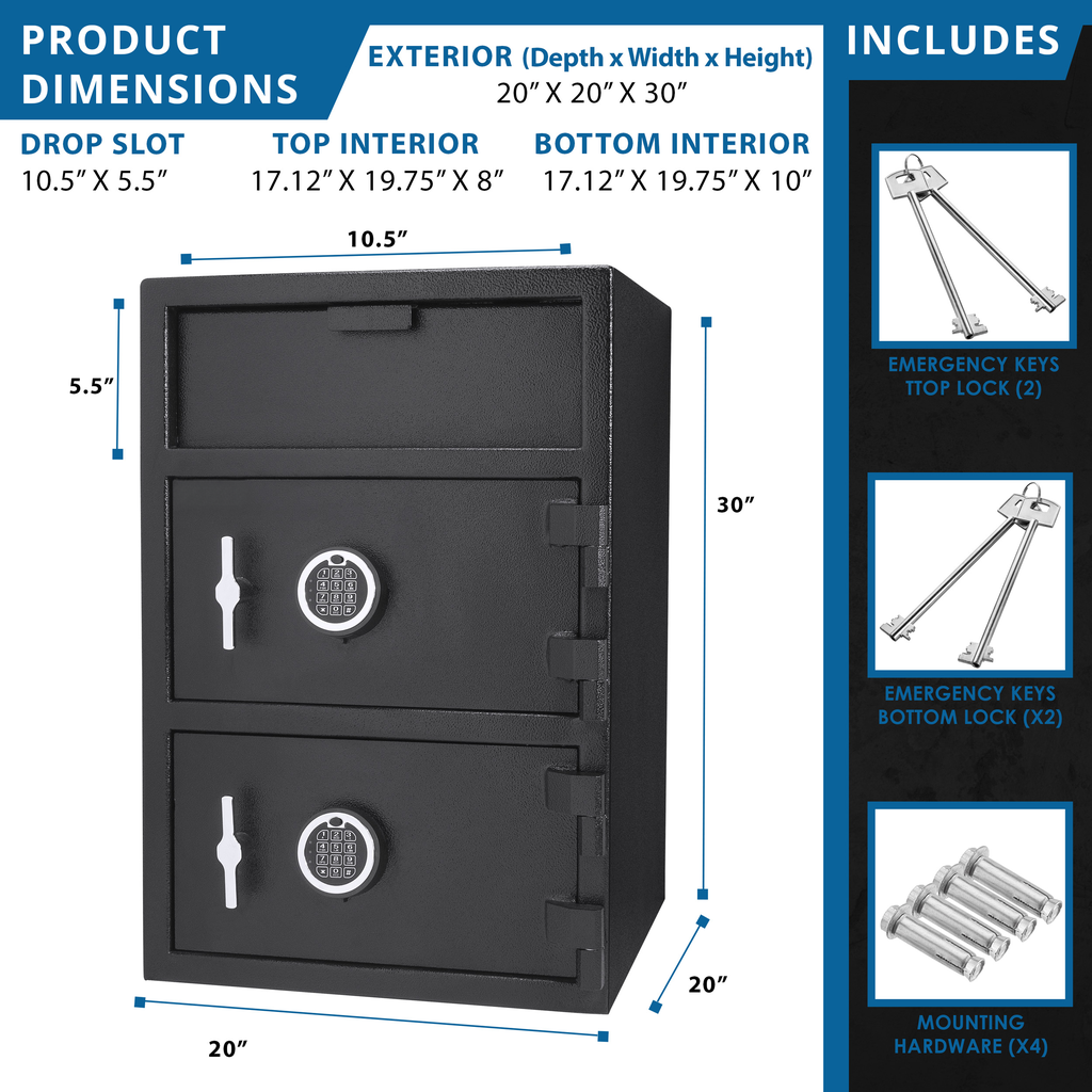 Black steel duallock safe with drop slot and digital keypad