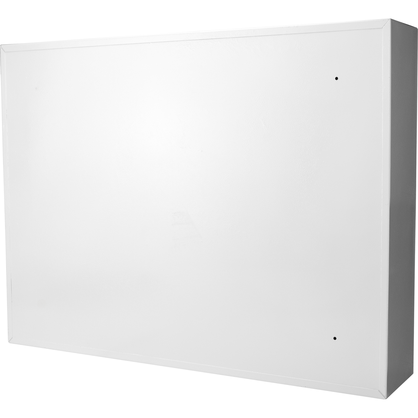 White metal electrical enclosure with mounting holes