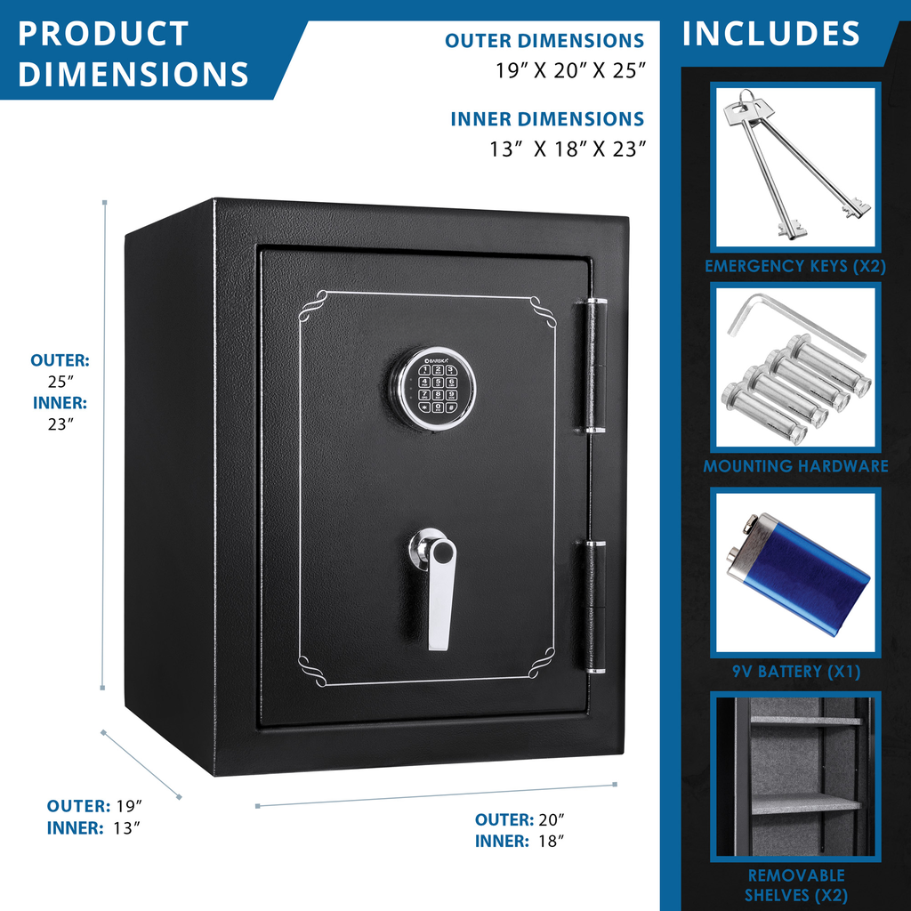 Black digital safe with keypad and handle
