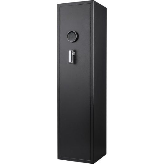 Black steel gun safe with digital lock and keyhole