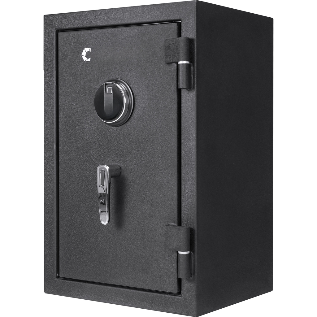 Black digital fingerprint safe with chrome handle and keypad