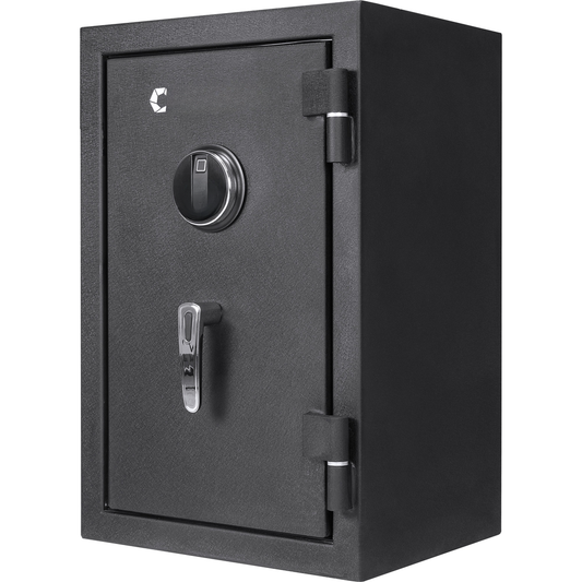 Black digital fingerprint safe with chrome handle and keypad