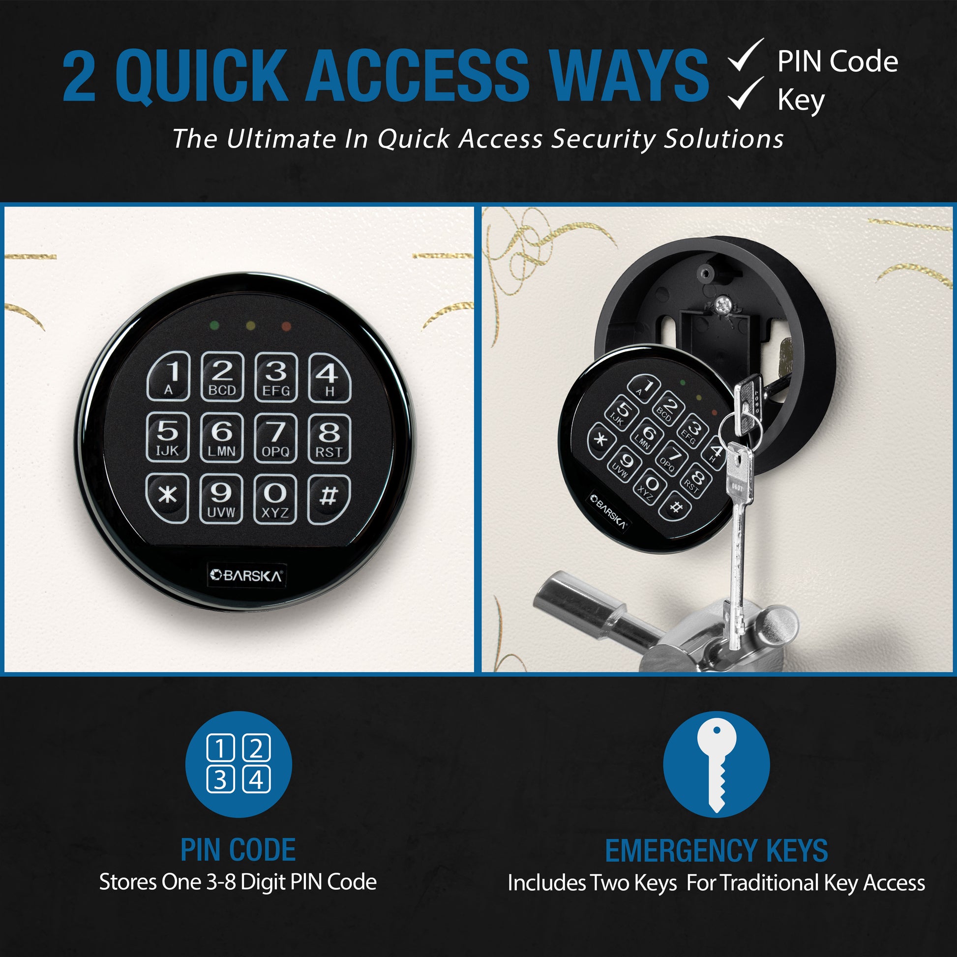 Black digital keypad with numbers and letters for PIN code entry
