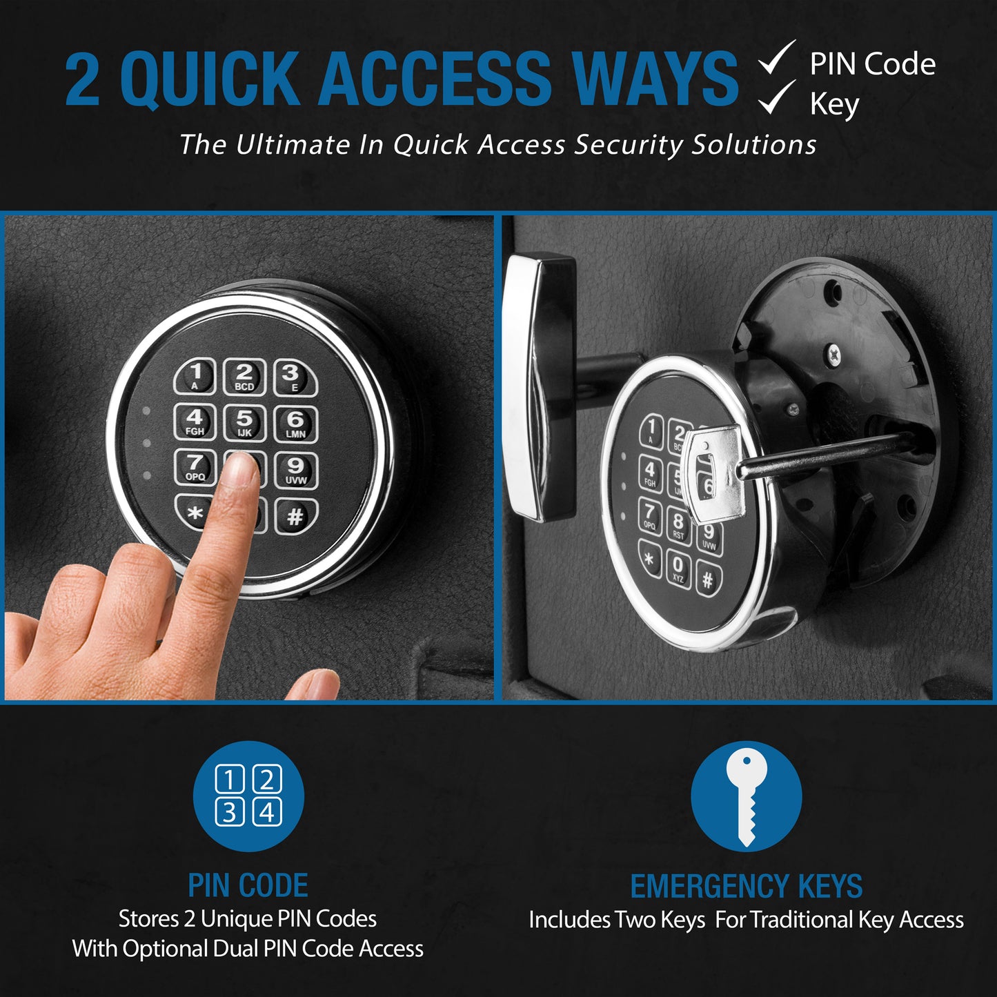 Finger pressing button on electronic safe keypad