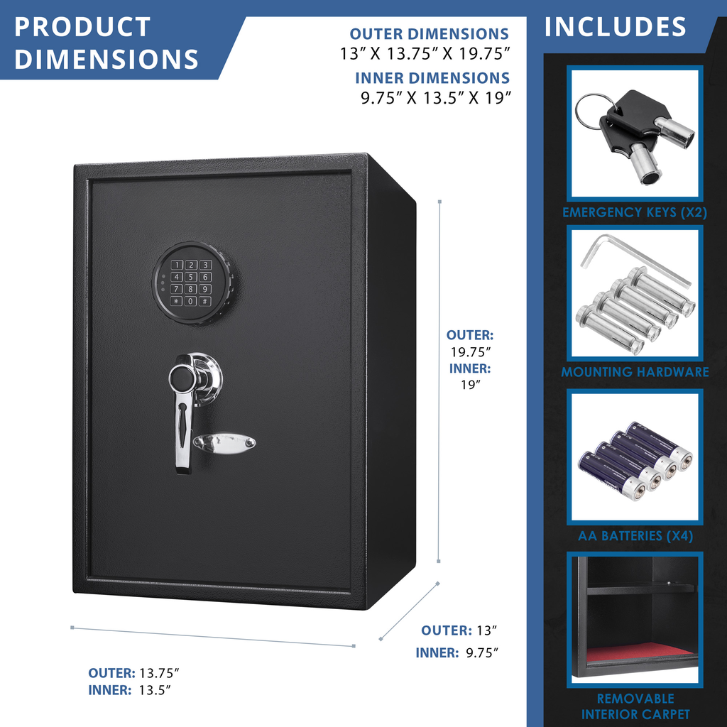 Black digital keypad safe with silver handle
