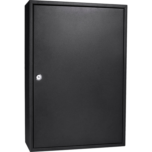 Black metal key cabinet with lock and textured finish
