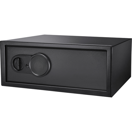 Black compact home safe with key and dial lock
