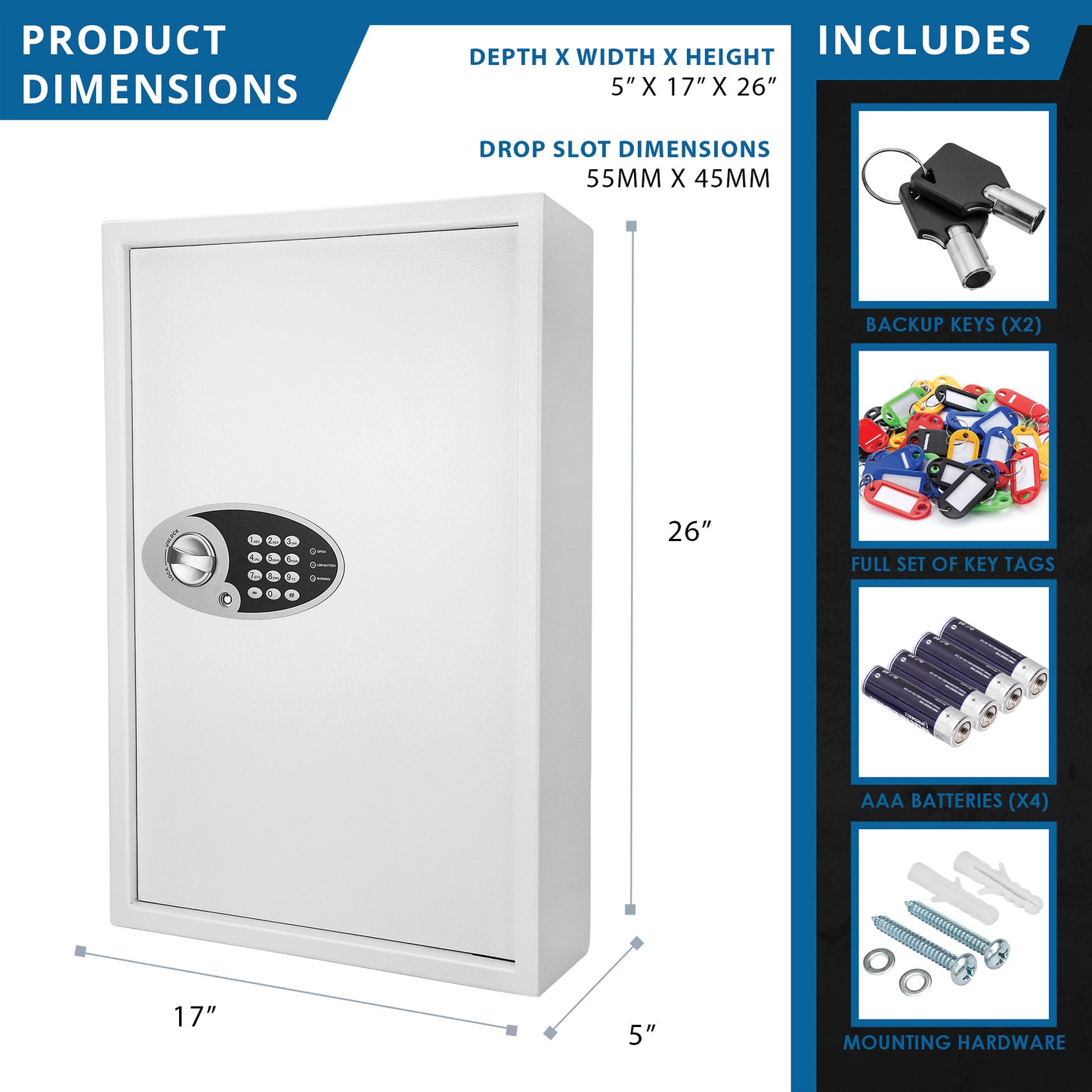 White digital keypad safe with drop slot
