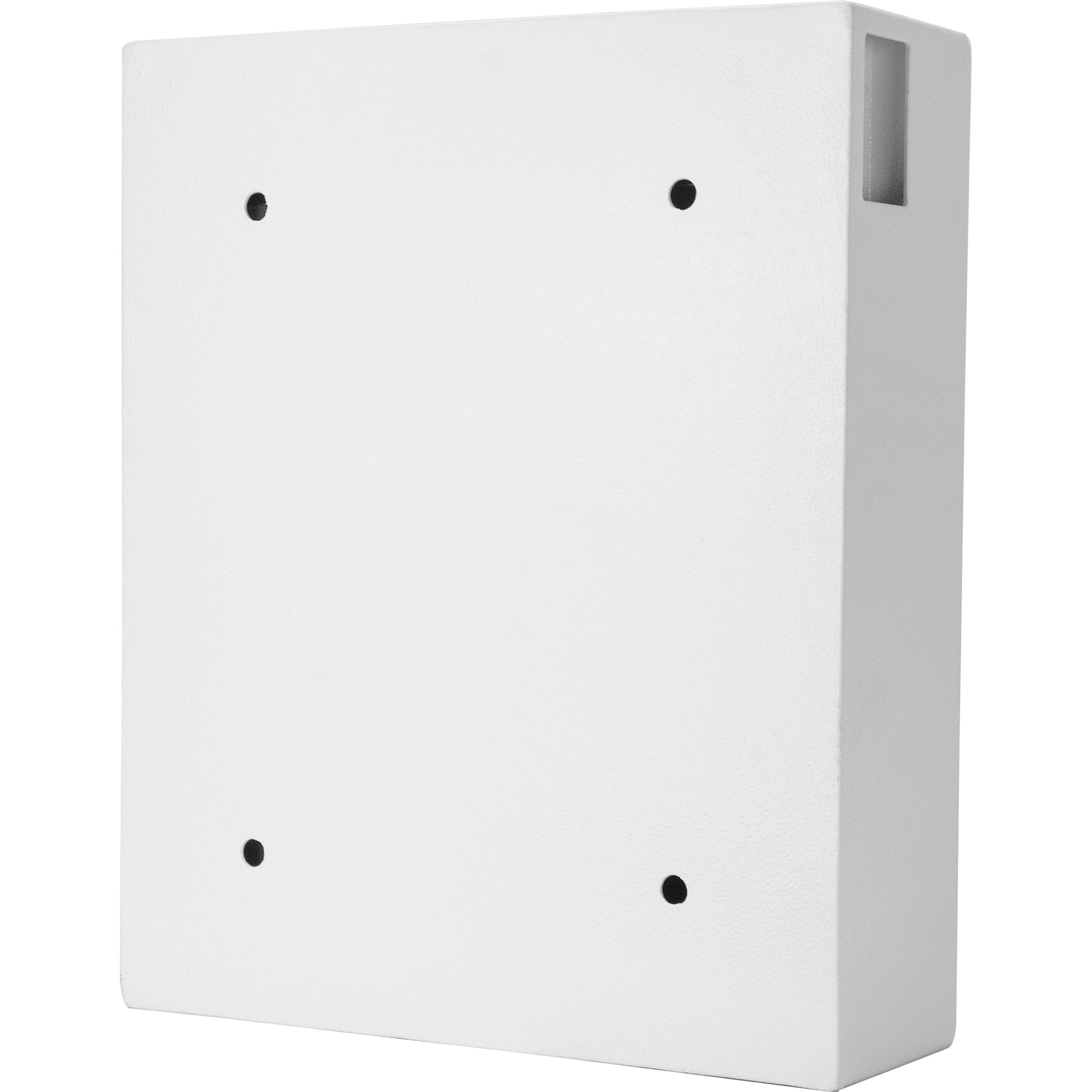 White metal wall mount bracket with four predrilled holes for secure installation