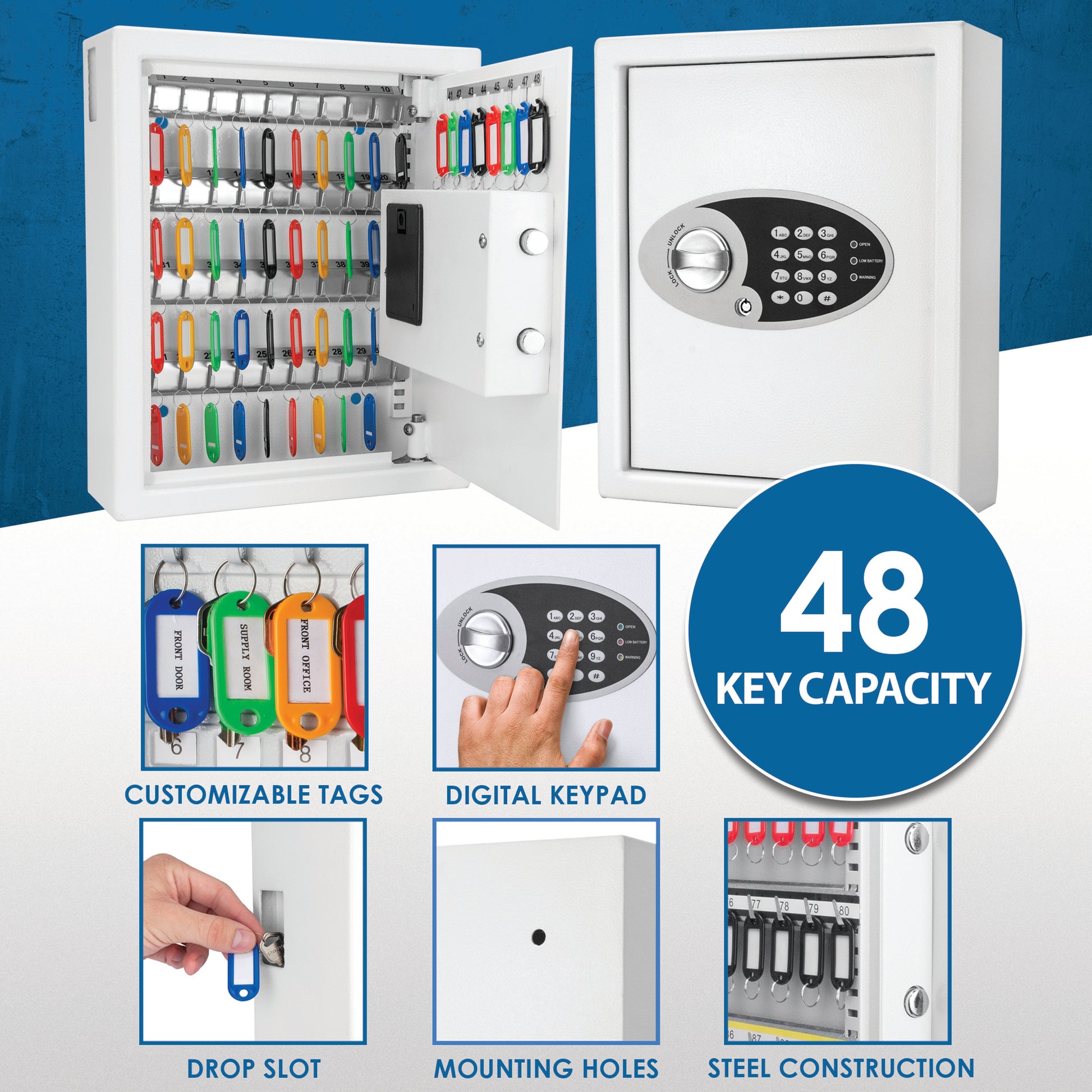 White key organizer safe with digital keypad