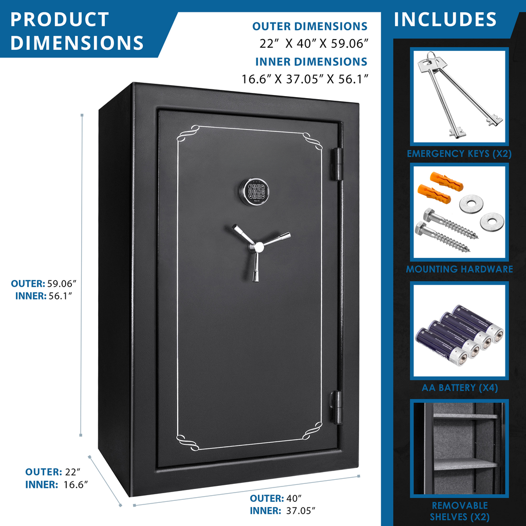 Black digital safe with silver dial and threepronged handle