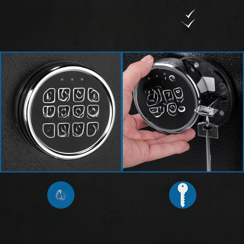 Black safe digital keypad with illuminated buttons