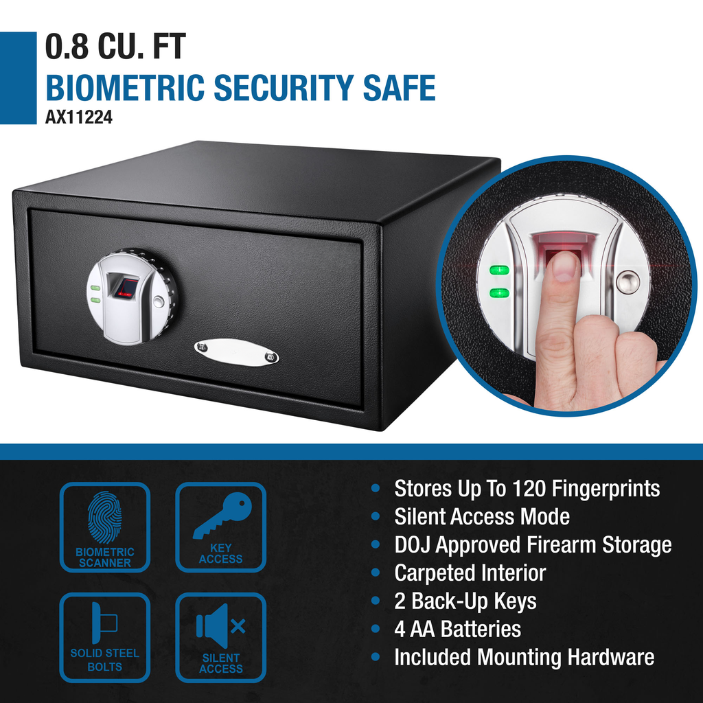 Black  cu ft biometric security safe with digital keypad and finger scanner