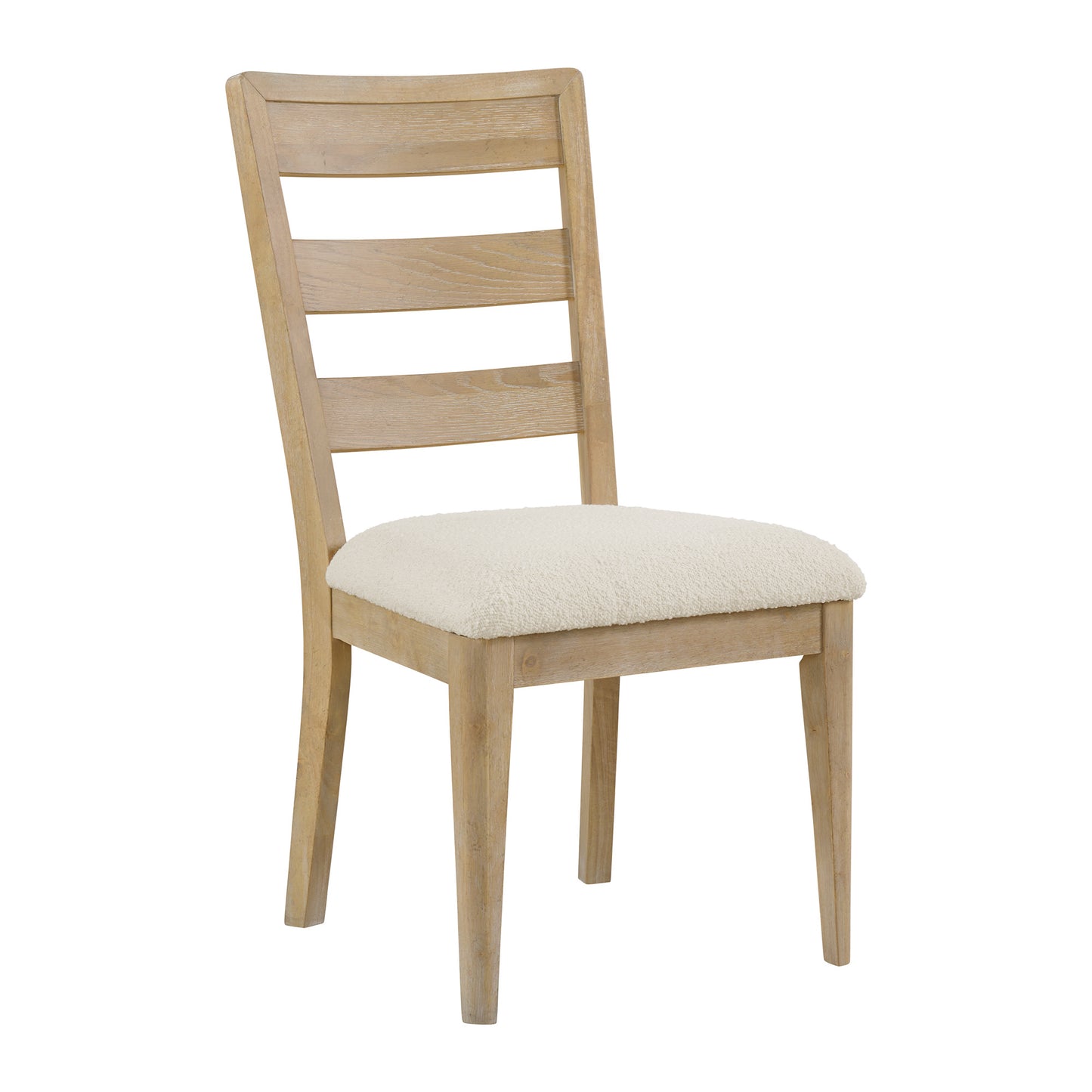 Light wood dining chair with textured cream seat