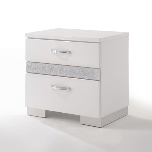 White gloss bedside table with glitter inlay