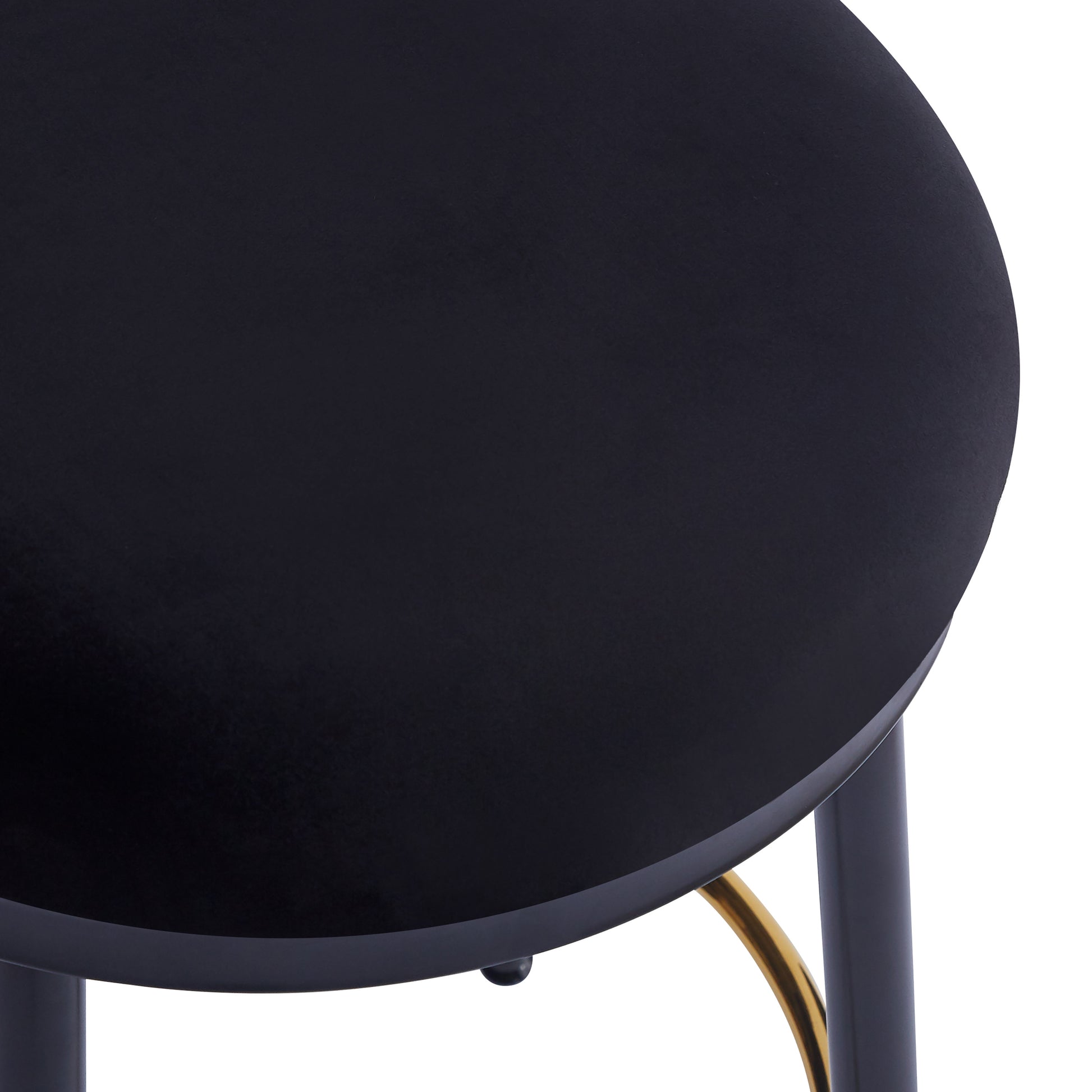 Black velvet bar stool with gold metal accent