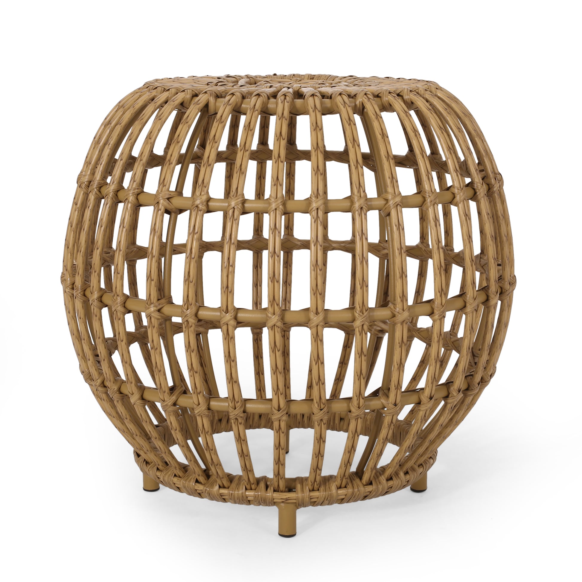 Woven rattan garden stool
