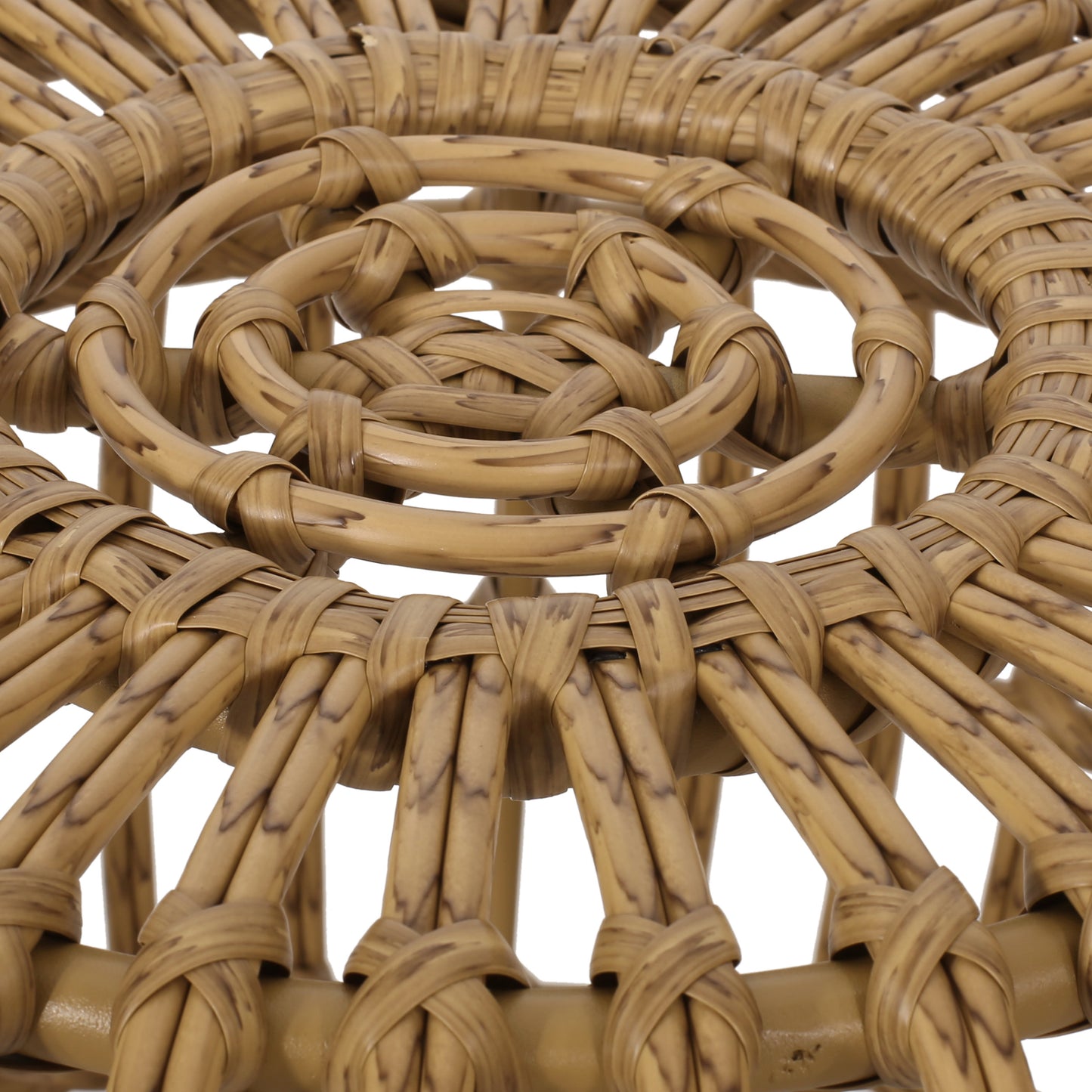 Woven natural rattan stool detail