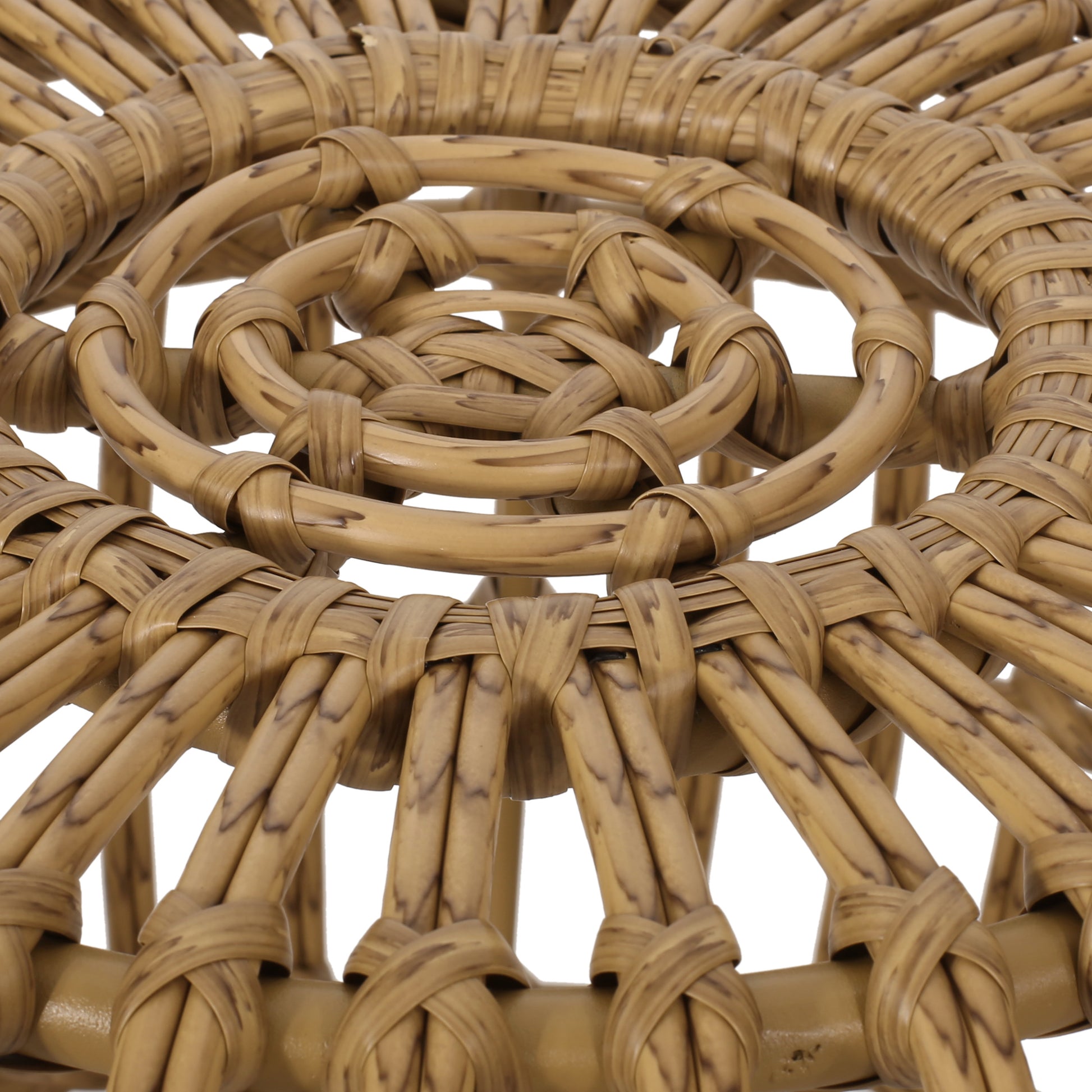 Woven natural rattan stool detail