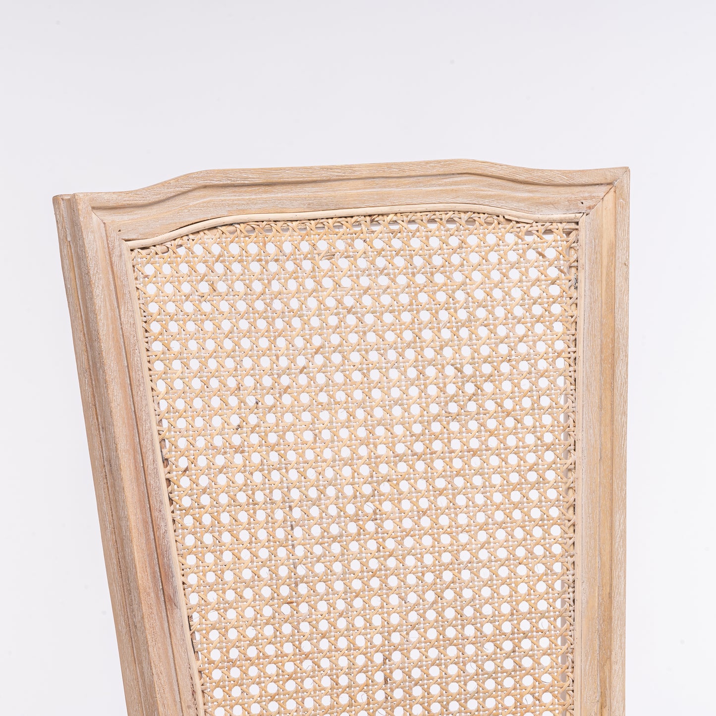 Light oak wood frame dining chair with natural cane webbing back