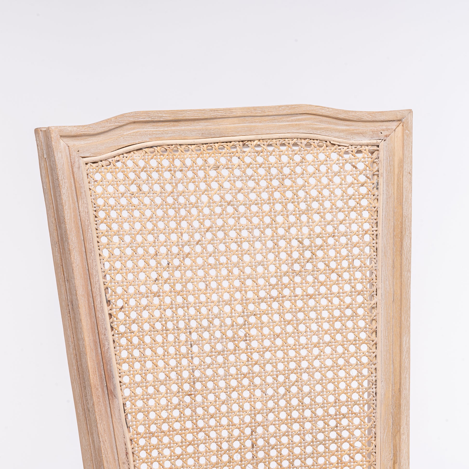 Light oak wood frame dining chair with natural cane webbing back