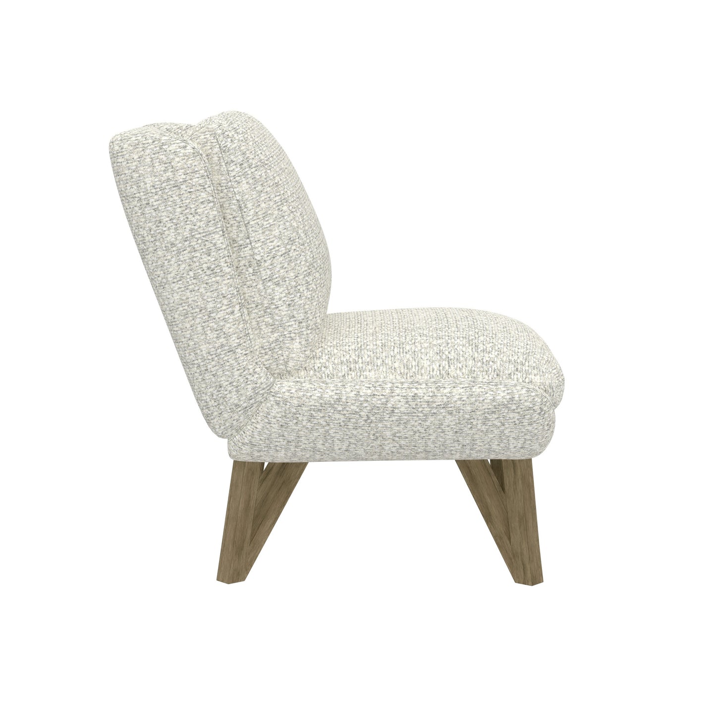 Textured cream accent chair with channeled back and wooden legs