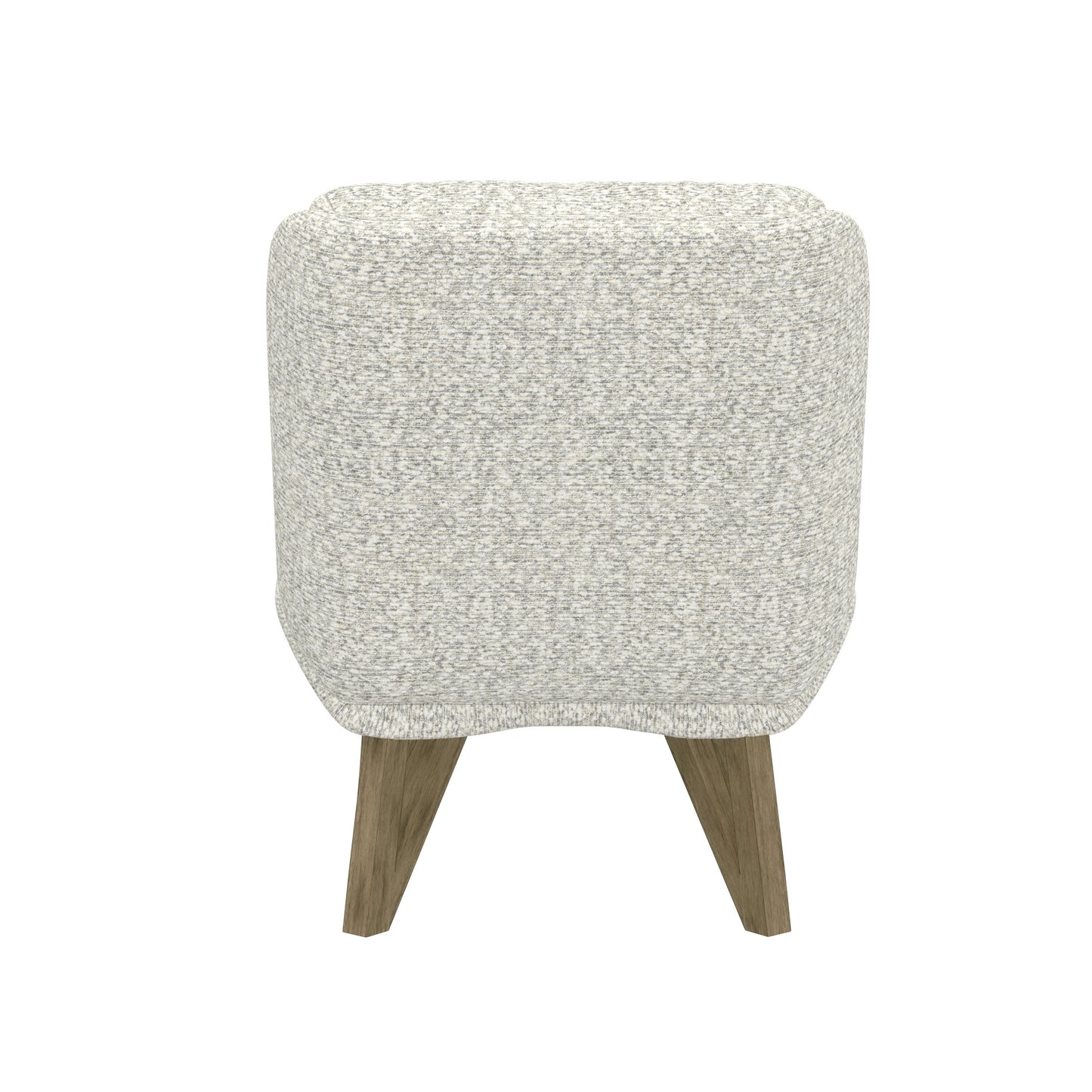 Textured cream upholstered ottoman with tapered wooden legs
