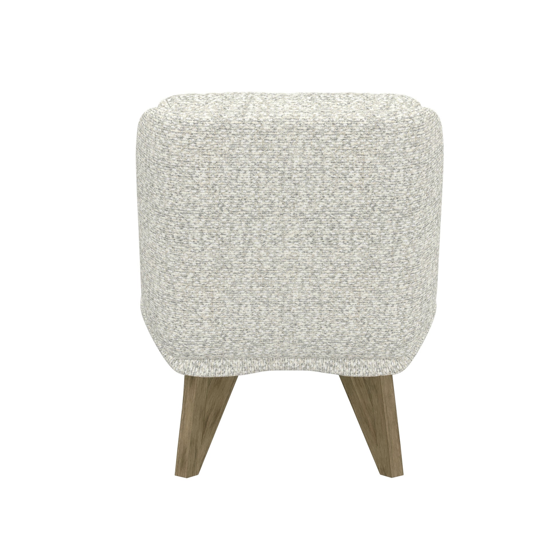 Textured cream upholstered ottoman with tapered wooden legs